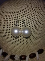 Pendientes bola color perla